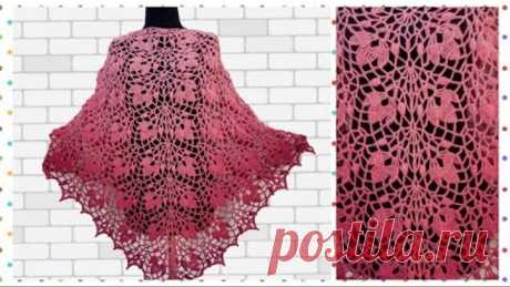 🌿ПОТРЯСАЮЩЕ КРАСИВАЯ🔥 ШАЛЬ КРЮЧКОМ 🍁ЛИСТОЧКИ/crochet shawl