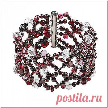 Роскошный широкий гранатовый браслет