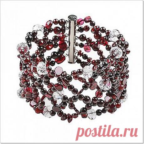 Роскошный широкий гранатовый браслет
