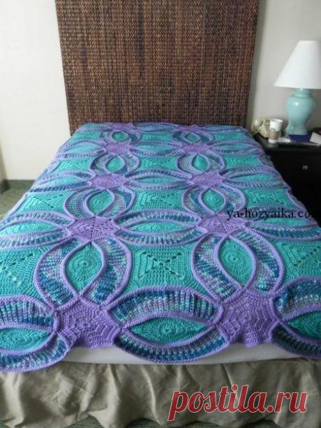 Плед из мотивов крючком. Схема и описание вязаного пледа