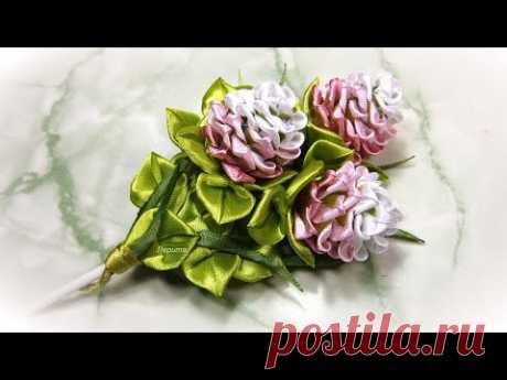 Клевер канзаши цветы из узких лент /  diy amazing ribbon flowers