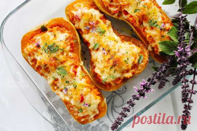 Мускатная тыква фаршированная пикантной курицей и рисом рецепт с фото пошагово - 1000.menu