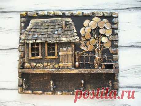 ИЗ КАРТОНА КЛЮЧНИЦА С ДОМИКОМ  #keybox #подароксвоимируками #ключница