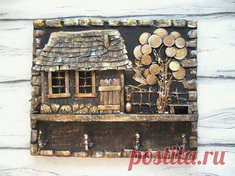 ИЗ КАРТОНА КЛЮЧНИЦА С ДОМИКОМ  #keybox #подароксвоимируками #ключница