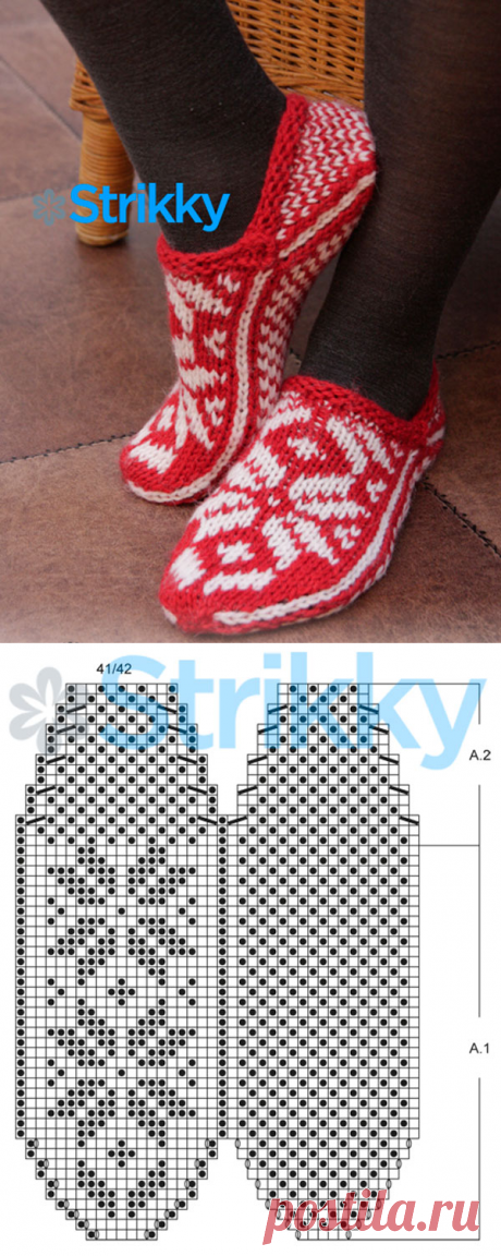 Тапочки &quot;Holly Jolly Steps&quot; от Drops Design с норвежским узором, вязаные спицами