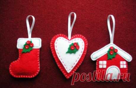 Рождественские игрушки из фетра