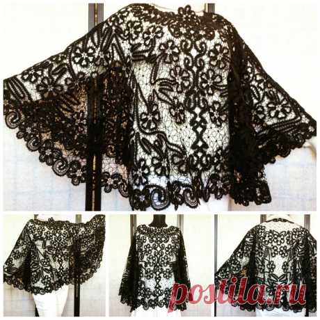 Пончо. Кружево на коклюшках