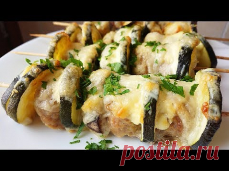 ЧАСТЫЙ ГОСТЬ НА МОЕМ СТОЛЕ. ШАШЛЫЧКИ из КАБАЧКОВ и ФАРША.