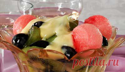 Фруктовый салат с йогуртом. - Рецепты - Доставка пиццы, обедов, суши, питьевой воды домой и в офис, банкет, кейтеринг, организация мероприятий в Петербурге