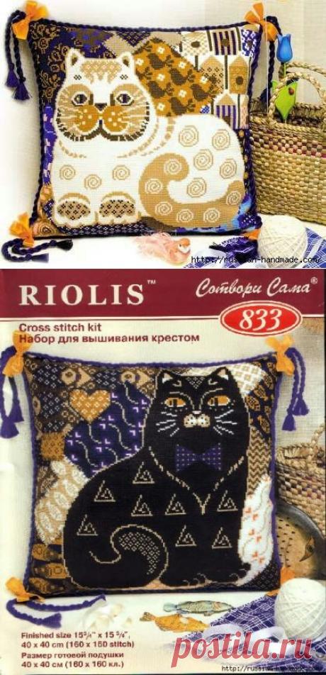 Декоративные подушки с КОШКАМИ. Вышивка крестом