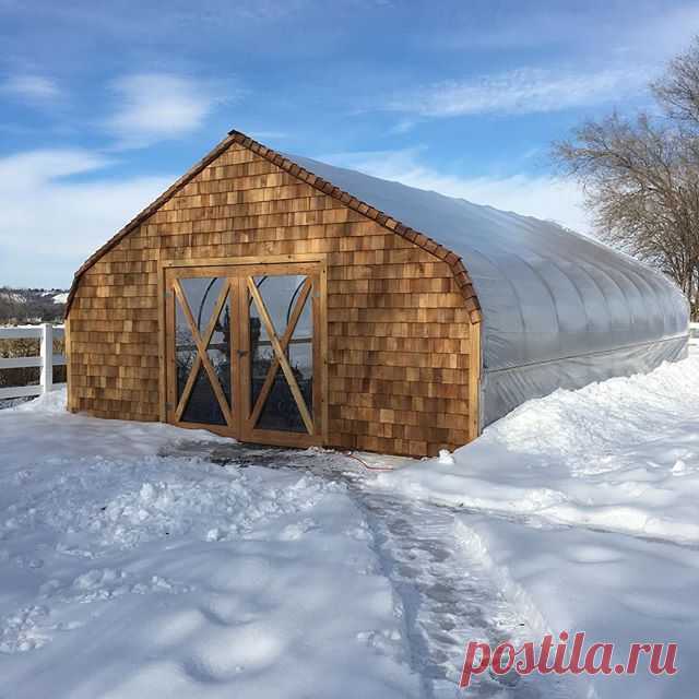I'm loving our greenhouse! I can't wait to landscape around it and maybe add a couple large pots on the corners. It has been such a huge help- yesterday Aaron and I filmed a video in there and with just one floor heater going, I ended up having to take my coat off all while the outside temps were in the single digits! 🌿❄🔥