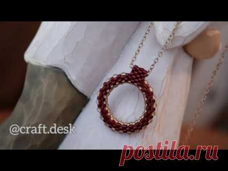 Easy Circular Peyote Pendant with beaded bail 🔆💯 Beginners Beading- 3D Peyote Circle