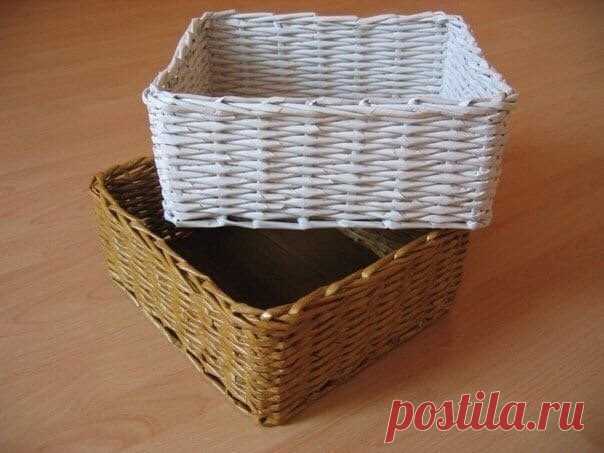 ​Плетёная корзинка для мелочей из газетных трубочек