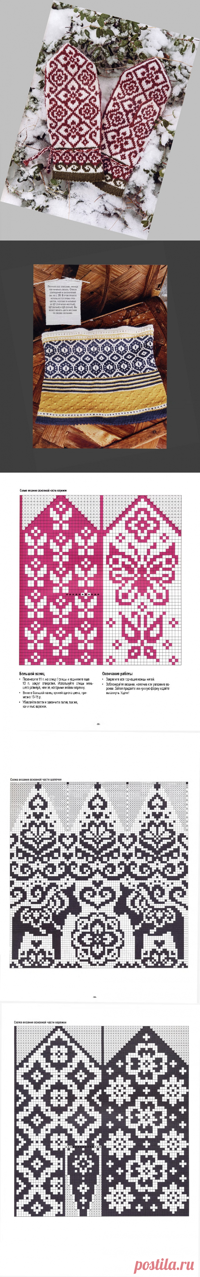 Варежки, носочки и шапочки с жаккардовыми узорами