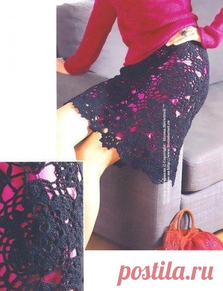 АЖУРНАЯ ЮБКА ИЗ ЦВЕТОЧНЫХ МОТИВОВ КРЮЧКОМ - Юбки,шорты,штаны - Вязание крючком -МАСТЕР-КЛАССЫ ПО РУКОДЕЛИЮ- Страна рукоделия