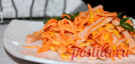 Салат с курицей и корейской морковкой. 5 рецептов .