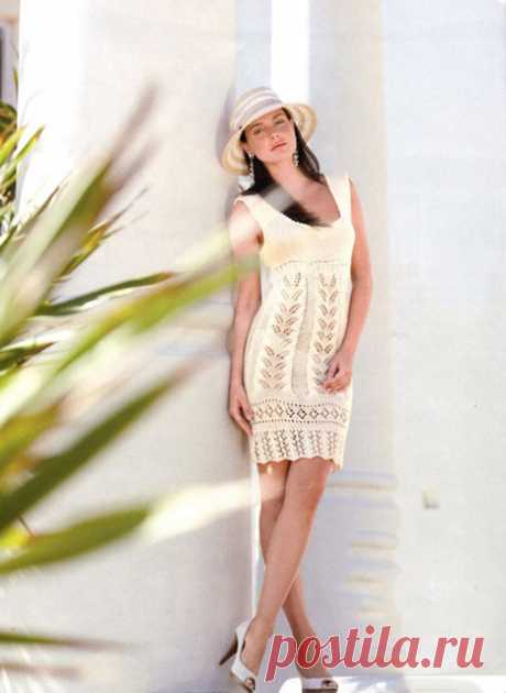 Платье «Донелла» создающее эффект длинных ног спицами – схема вязания с описанием