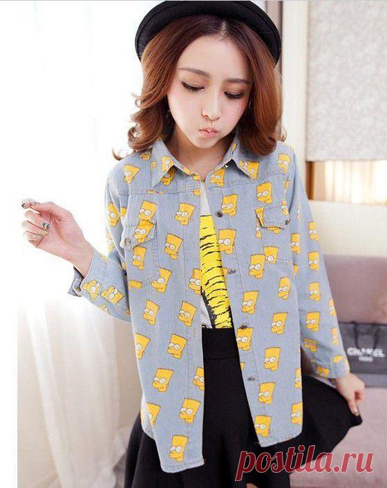 Бесплатная доставка ! 2014 Симпсон мультфильм джинсовая блузка для женщин Симпсон Распечатать джинсовую рубаху западную тонкий вскользь Lady милый сладкий GRIL, принадлежащий категории Блузки и рубашки и относящийся к Одежда и аксессуары на сайте AliExpress.com | Alibaba Group