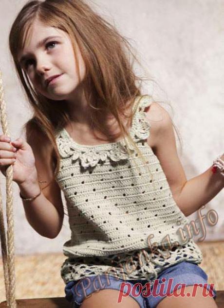 Майка крючком для девочки (д) 07*580 Phildar №4200