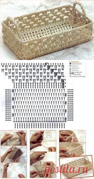 Корзинки из шпагата крючком
