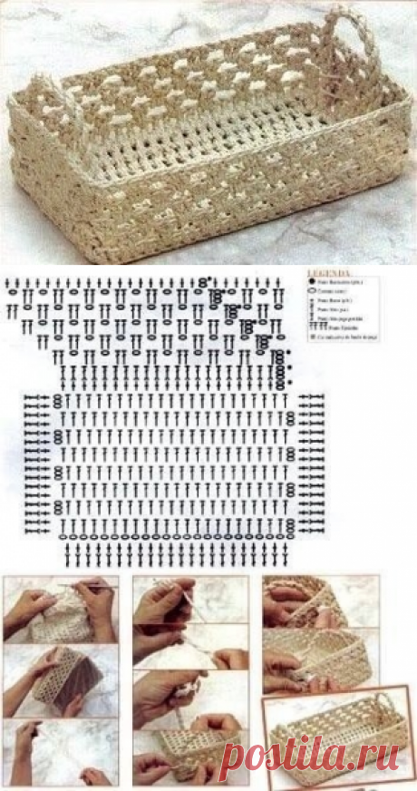 Корзинки из шпагата крючком