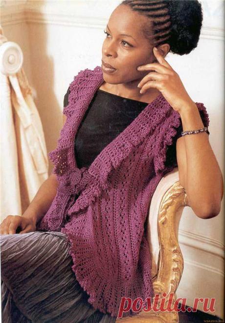 Болеро безрукавка, спицами.