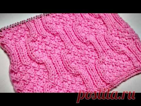 Объемный красивый двухсторонний узор спицами. Простой узор для начинающих!