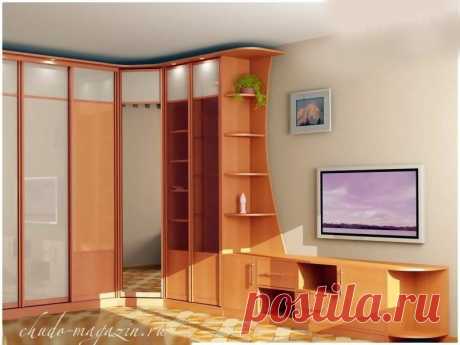 Шкаф угловой для гостиной комнаты по размерам; фото, дизайн, вид, заказ, замер.