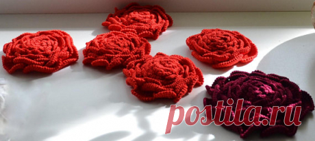 Red Rose Brooch Birthday gift Crochet Brooch Brooch pin