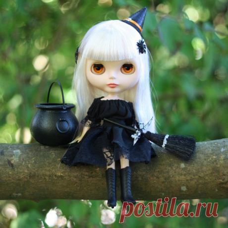 Witch Dress Costume for Blythe &amp; Pullip Dolls Black Halloween Outfit