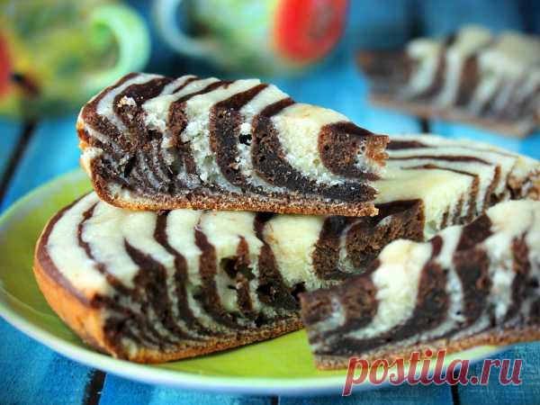 Пирог «Зебра» в мультиварке — рецепт с фото пошагово