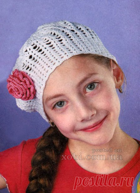 белая шапочка для девочки вязаная крючком