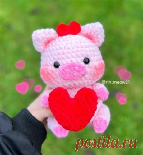 Свинка-валентинка Сусу крючком. Амигуруми схемы и описания. Автор: @rin.meow21 | IRINELY.ART