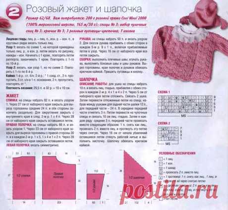 Розовый жакет и шапочка