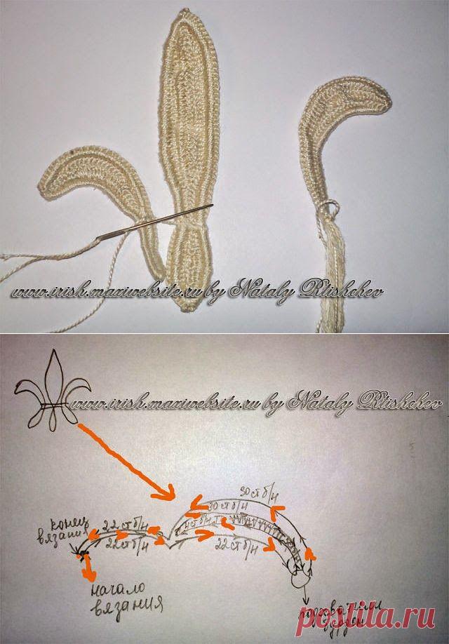 Irish crochet &: Королевская лилия МК.Step by step