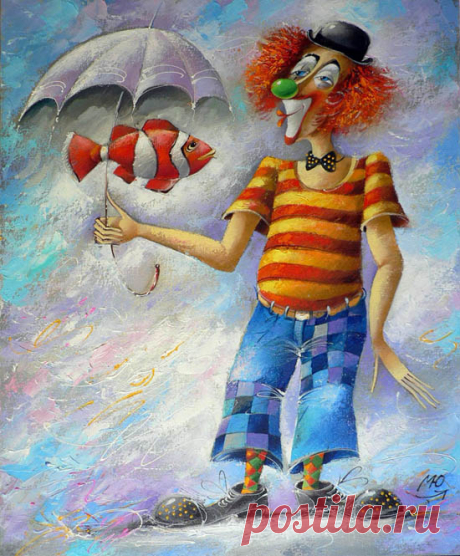 The symbol of the circus - clowns - paintings by Yuri Matsik - ego-alterego.com