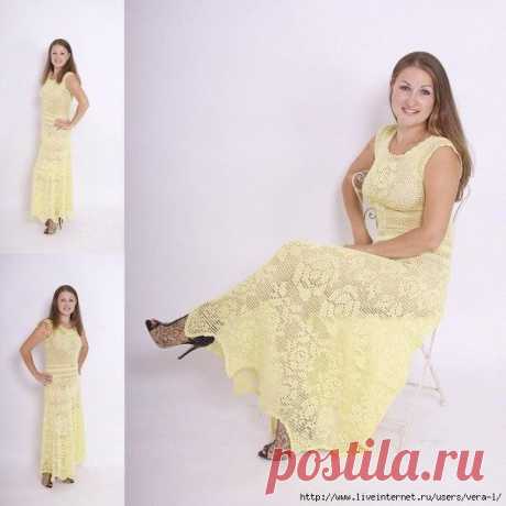 Платье филейным вязанием. Автор Екатерина Кормильцева