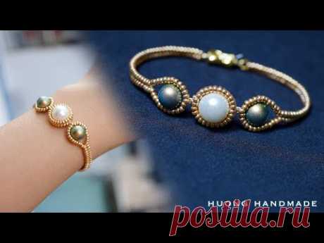 Easy pearl jewelry making at home. Pearl beaded bracelet. Beading tutorial