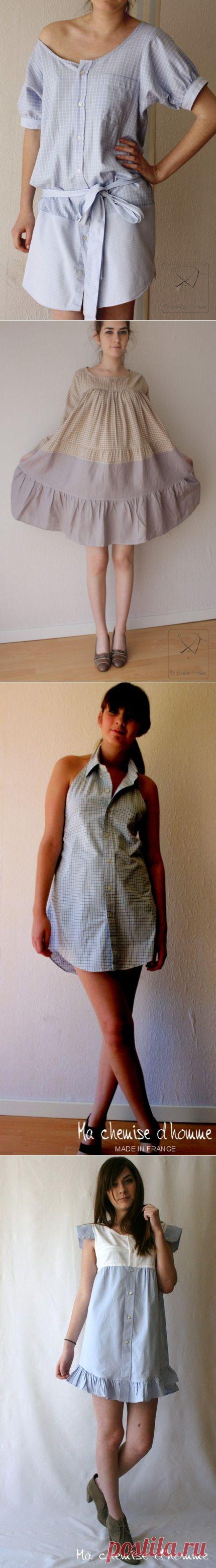 Переделка мужских рубашек в платья (большая подборка фото идей).