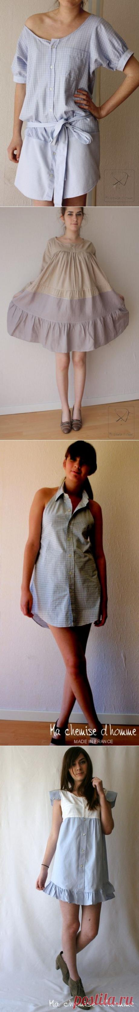 Переделка мужских рубашек в платья (большая подборка фото идей).