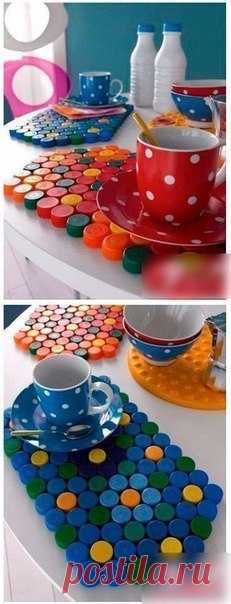 Использование крышек от пластиковых бутылок 






















