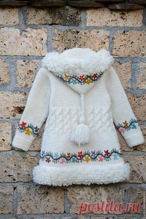 Верхняя одежда ручной работы. Заказать Детское пальто 16cj02. Мастерская 'WOOL-ART'. Ярмарка Мастеров. Орнамент, вязаный мех