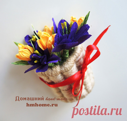 Магнит Корзинка с цветами - Домашний hand-made