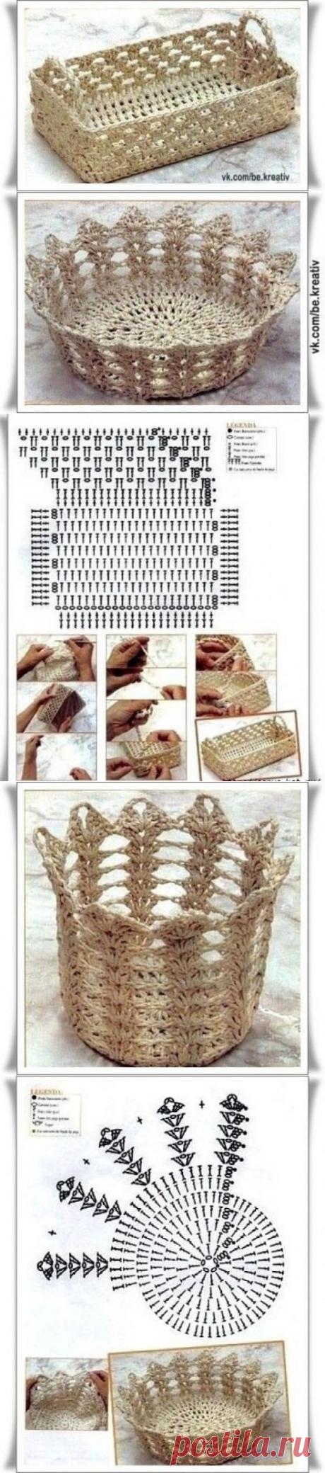 Вяжем красивые корзинки из шпагата
