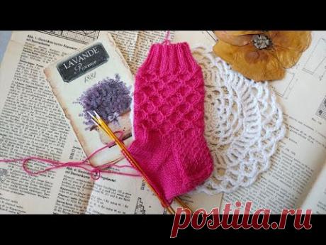 Чудной узор для носочков / бабочки / красивая сетка / схема узора в видео.