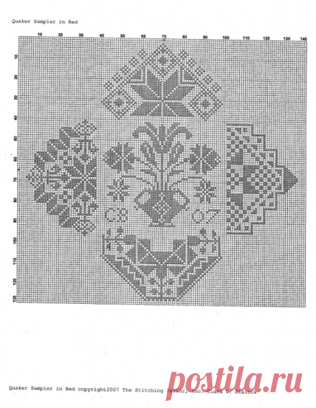 Gallery.ru / Фото #1 - The Stitching Parlor - Quaker Sampler in Red - Nice-Nata-san