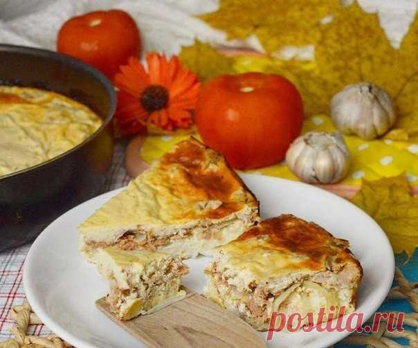 ЗАЛИВНОЙ ПИРОГ С ТУНЦОМ, РИСОМ И ЛУКОМ