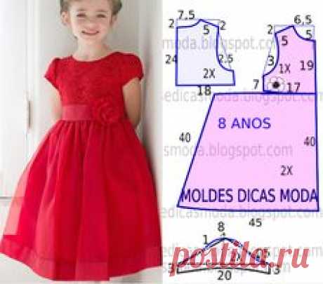 A publicação de hoje contempla o molde de vestido vermelho…