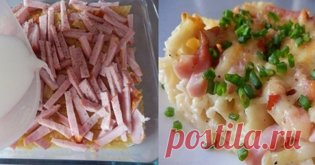 Мясная запеканка с макаронами, которые не надо варить.Просто уложи ингредиенты в форму...  Сливочное удовольствие.