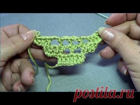 Вязание крючком. Ступенчатое прибавление на филейной сетке